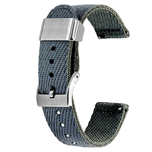 Kai Tian 18mm Uhrenarmband Grau Canvas Metallhalter Leinengewebe Schnellverschluss Ersatz Watch Armband für Herren Damen von Kai Tian