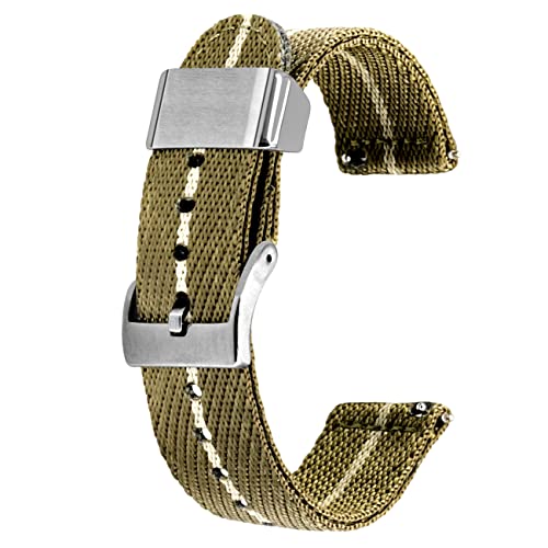 Kai Tian 20mm Uhrenarmband Braunton Khaki Canvas Metallhalter Leinengewebe Schnellverschluss Ersatz Watch Armband für Herren Damen von Kai Tian
