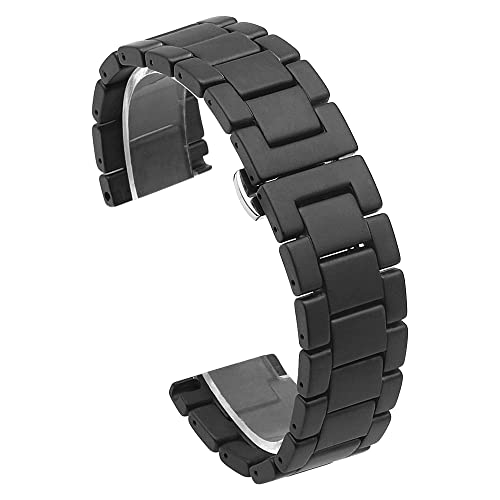 Kai Tian 20mm 22mm Schwarz matt poliertes zweifarbiges Keramikarmband (20mm, Mattschwarz) von Kai Tian