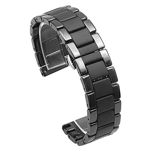 Kai Tian 20mm 22mm Schwarz matt poliertes zweifarbiges Keramikarmband (20mm, Poliert+Mattschwarz) von Kai Tian