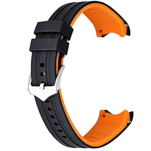 Kai Tian 22mm Silikon Universal Uhrenarmband Gebogenem Ende Zwei Farben Schwarz-Orange Gummi Schnellverschluss Uhrenarmband für Männer Frauen von Kai Tian