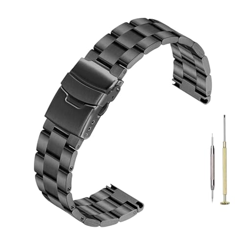 Kai Tian Ingenieur Quick Release Edelstahl 22mm Uhrenarmband für Männer Frauen Schraub-in Solider Uhr Armband Double Locks Taucher Schnalle Schwarz von Kai Tian