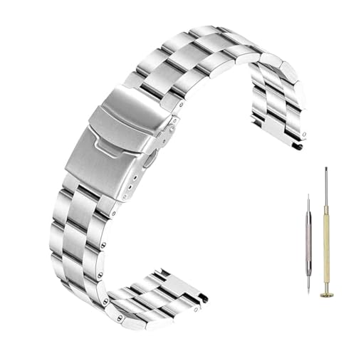 Kai Tian Ingenieur Quick Release Edelstahl 22mm Uhrenarmband für Männer Frauen Schraub-in Solider Uhr Armband Double Locks Taucher Schnalle Silber von Kai Tian
