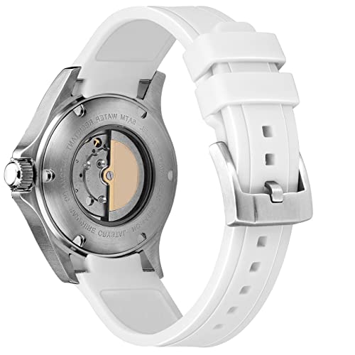 Kai Tian Klasse 18mm Edel Gebogenes Band Gummi Uhrenarmband Passend Uhren Armband für Herren Damen Weiß von Kai Tian