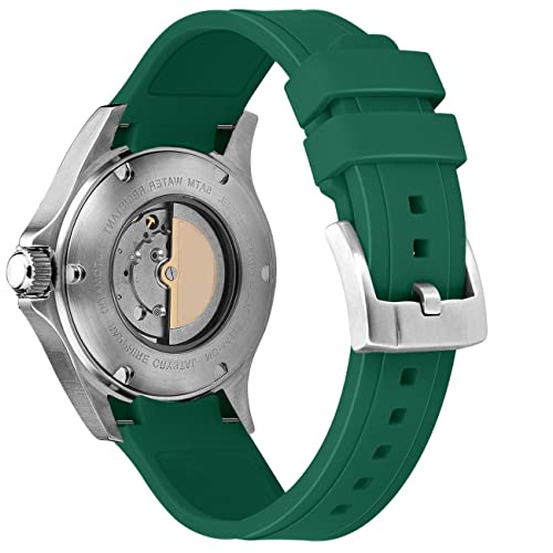 Kai Tian Klasse 22mm Edel Gebogenes Band Gummi Uhrenarmband Passend Uhren Armband für Herren Damen Grün von Kai Tian