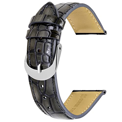 Kai Tian Qualität 18mm Echtes Fissure Kalbslederband Vintage Leder Uhrenarmband Schwarz für Herren Damen von Kai Tian