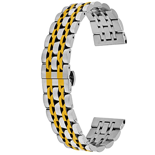 Kai Tian 20mm Uhrenarmbänder Verjüngt Edelstahl Uhrenarmband Ersatzgurt für Frauen Männer Schnelle Veröffentlichung Armband Silber Gold von Kai Tian