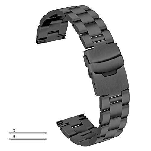 Kai Tian Armband Schnellverschluss Armbänder 20mm Edelstahl Uhrenarmband für Frauen Männer Verjüngt Uhrarmband Schwarz von Kai Tian