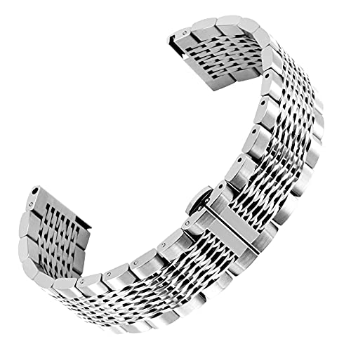 Kai Tian Silber Mesh Uhrenarmband 22mm Edelstahl Armband Vollmetall Schnellverschluss-Uhrenarmband mit Schmetterling Schnalle Ersatzband Armbanduhr für Damen Herren von Kai Tian