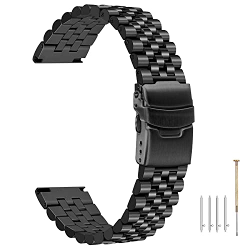 Kai Tian Super 3D 20mm Armbanduhr Uhrenarmband Schnelle Veröffentlichung Ingenieur Uhrenarmband für Damen Herren Ersatzschraube befestigt Solide Links Doppelverriegelung Schwarze Uhrenarmbänder von Kai Tian
