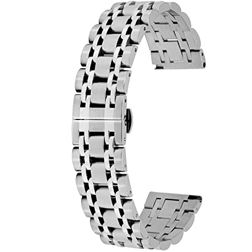 Kai Tian Edelstahl Armbänder 20mm Konisches Uhrenarmband für Frauen Männer Schnelle Veröffentlichung Metallverschluss Silber von Kai Tian