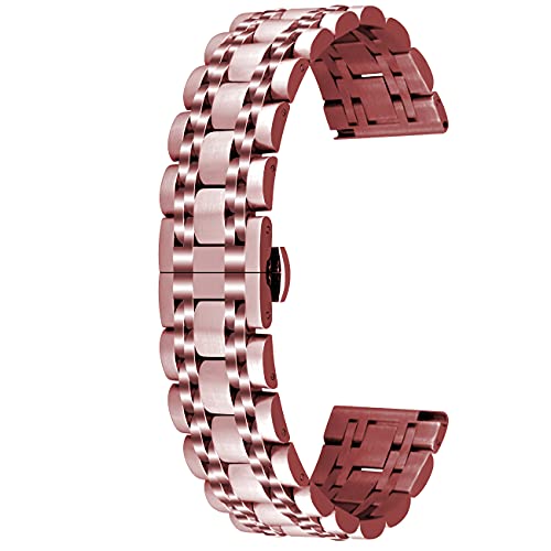 Kai Tian Edelstahl Armband 20mm Verjüngt Uhrenarmbänder Metallverschluss Uhrenarmband für Männer Frauen Schnelle Veröffentlichung Uhrarmband Roségold von Kai Tian