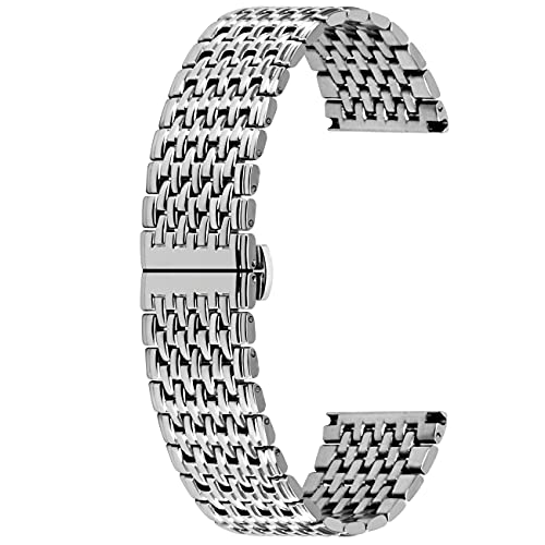 Kai Tian Edelstahl Uhrenarmbänder 20mm Konisches Armband für Männer Frauen Bereitstellungsverschluss Silber von Kai Tian