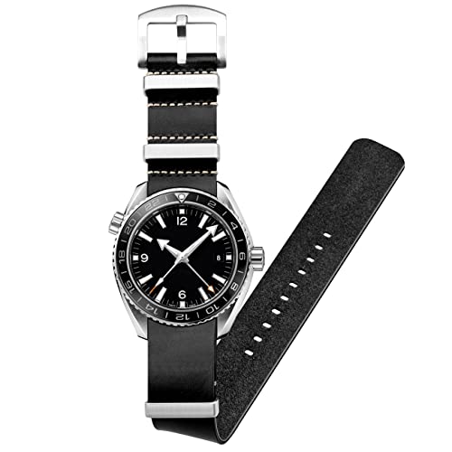 Kai Tian Einteilig Kalbs Strap Uhrenarmband Leder 20mm Soft Armband Uhr Edelstahl Loop Schnalle Für Herren Frauen Schwarz von Kai Tian
