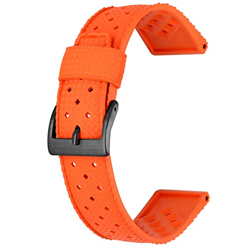 Kai Tian Hochwertiges Armband 20mm Dauerhaft Gummi Silikon Uhrenarmband für Männer und Frauen Orange+Schwarze Schnalle von Kai Tian