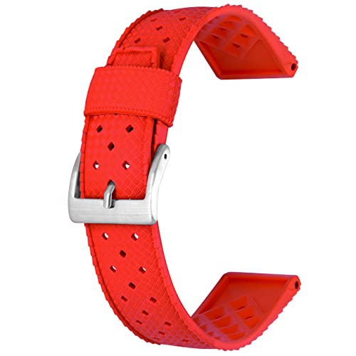 Kai Tian Hochwertiges Armband 20mm Dauerhaft Gummi Silikon Uhrenarmband für Männer und Frauen Rot von Kai Tian