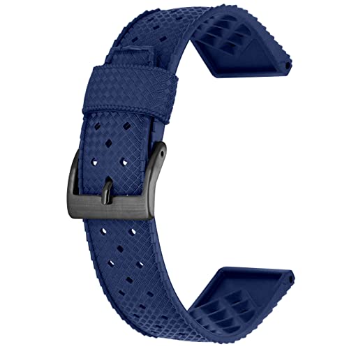 Kai Tian Hochwertiges Armband 22mm Dauerhaft Gummi Silikon Uhrenarmband für Männer und Frauen Blau+Schwarze Schnalle von Kai Tian
