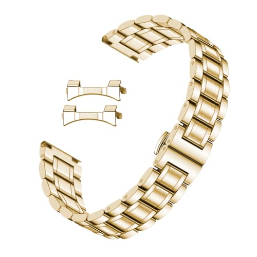 Kai Tian Metall Uhrenarmband Herren 18mm 20mm 22mm 24mm Edelstahl Uhrenarmbänder Ersatz mit Geradem & Gebogenem Ende Zweifarbig (18mm, Gold) von Kai Tian