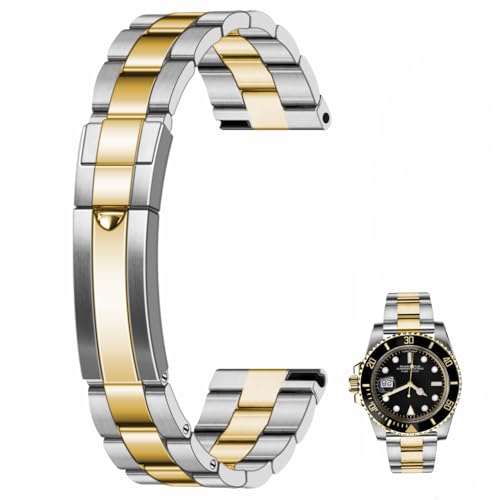 Kai Tian Premium Double Buckle 20mm 22mm Metall Uhrenarmband mit Schraubverschluss Zwei-Ton poliert Medium gebürstet Außen Silber gold Schwarz Uhrenarmband von Kai Tian