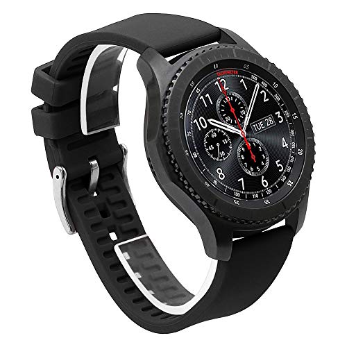 Kai Tian Schnellwechsel Uhrenarmbänder für Damen Herren 22mm Schwarz Armband Leichte Silikon Uhr Ersatzarmband Edelstahlschnalle von Kai Tian