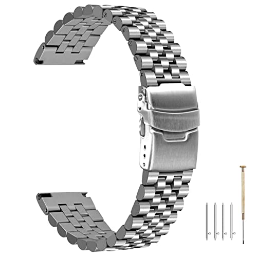Kai Tian Silber Uhrenband 22mm Quick Release Metallarmband Super 3D Perlen Armbanduhr für Damen Herren Ingenieur Uhr Armband Schraube feste Links konische Riemen von Kai Tian