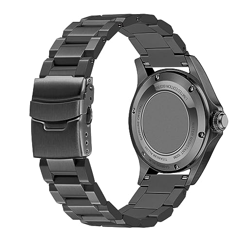 Kai Tian Ingenieur Edelstahl 20mm Uhrenarmbänder Armband für Männer Frauen Schwarz Screw-In Solide Armband Double Locks Diver Schnalle von Kai Tian