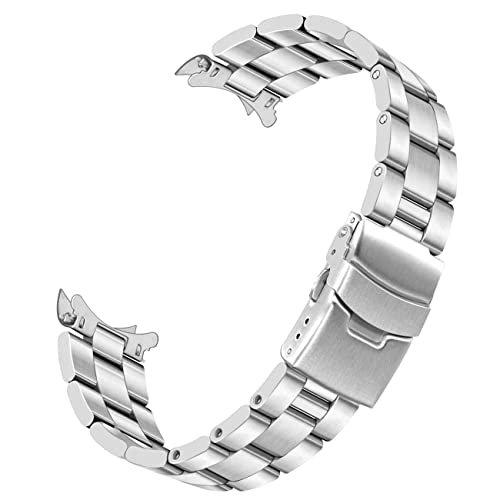 Kai Tian Uhrenarmband Gebogene Kante 20mm Metall Armband Premium Uhrenarmband Edelstahl Konisch Ersatzband Silber Faltschließe von Kai Tian