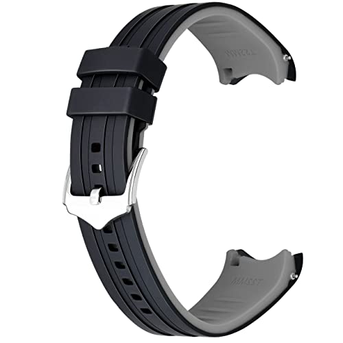 Kai Tian 22mm Silikon Universal Uhrenarmband Gebogenem Ende Zwei Farben Schwarzes-Graues Gummi Schnellverschluss Uhrenarmband für Männer Frauen von Kai Tian