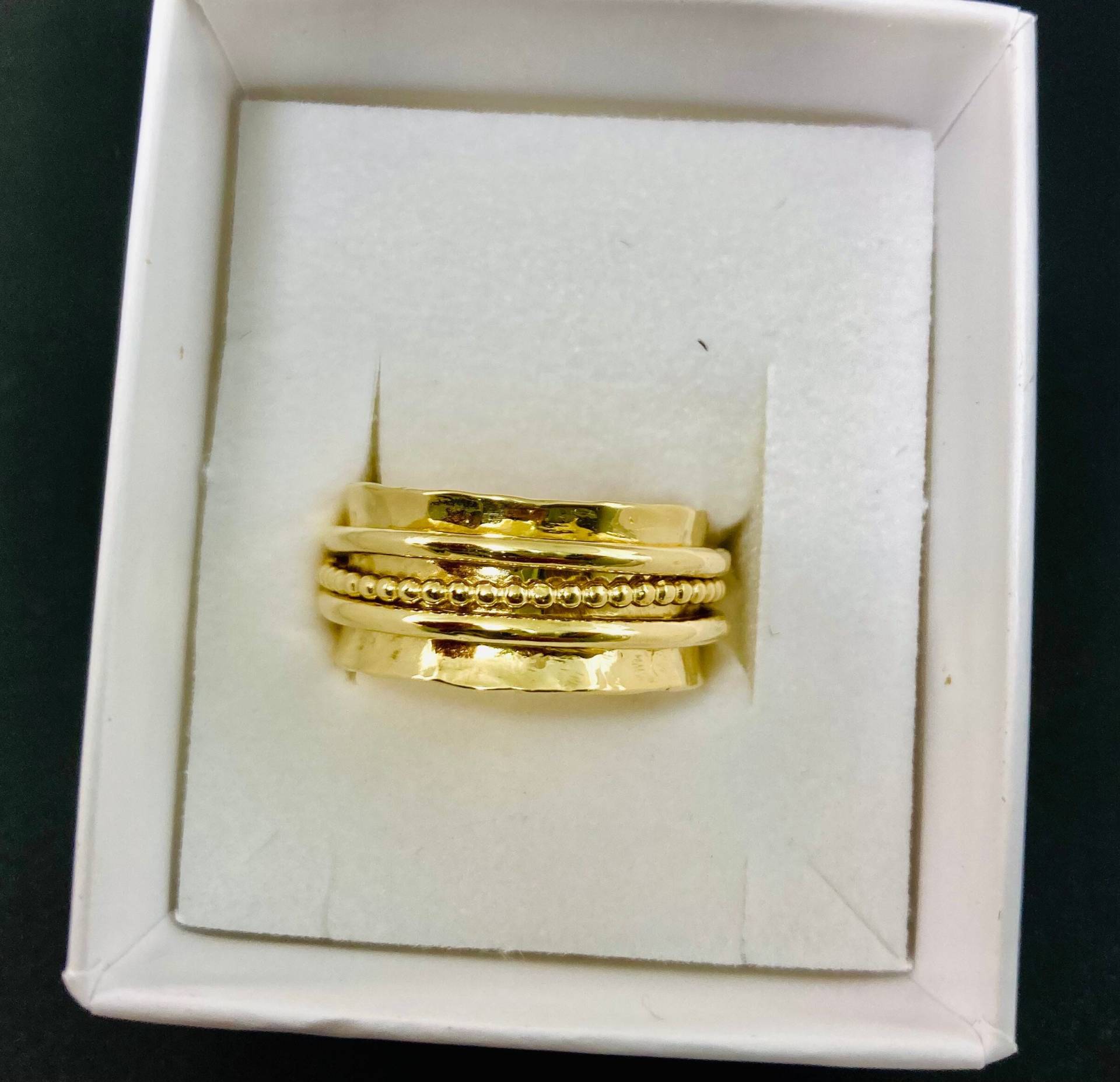 14K Breiter Ehering .gold Spinner Ring. Sorgenring. Herren Ehering. Frauen Eheringe. Unisex Fauler Ring von KaiJewelry585