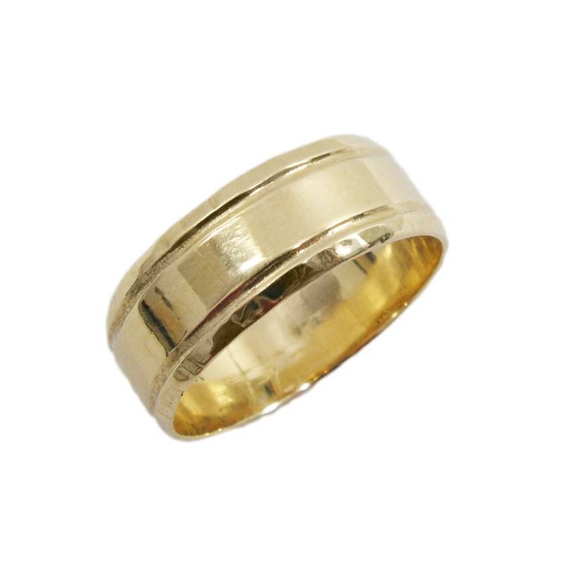 14K Gold-Ehering. Ehering Gestaltet. Breiter Ehering. Herrenring. Goldhochzeitsring . Runder Ring. | Gr-9325-665 von KaiJewelry585