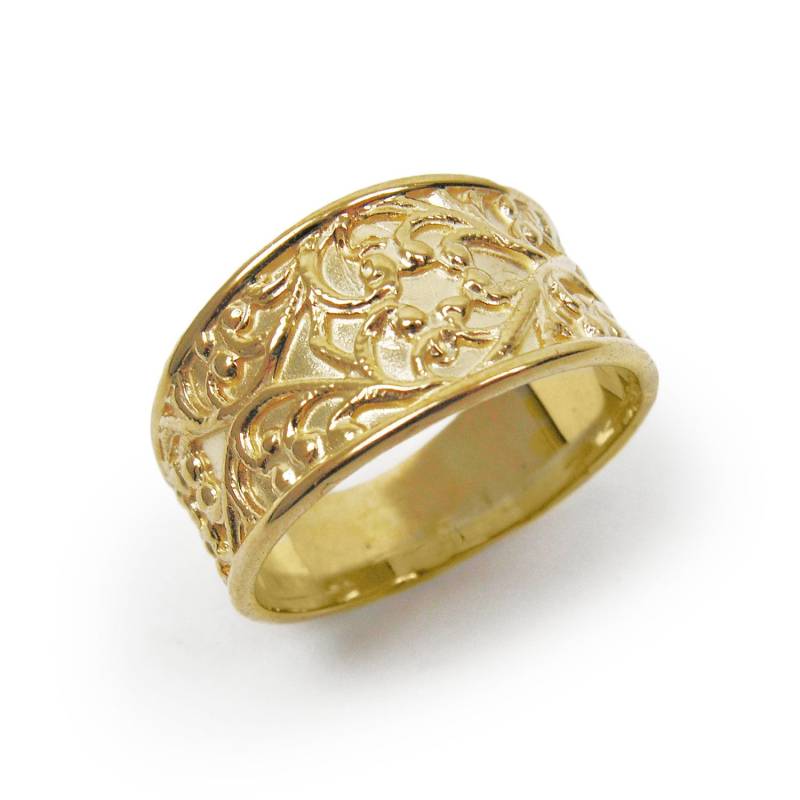 Einzigartiger Ehering. Jugendstil-Ehering. Ring Aus 14-Karätigem Gelbgold. Floraler Einzigartiger Ehering, Für Sie. | Gr-9063-619 von KaiJewelry585
