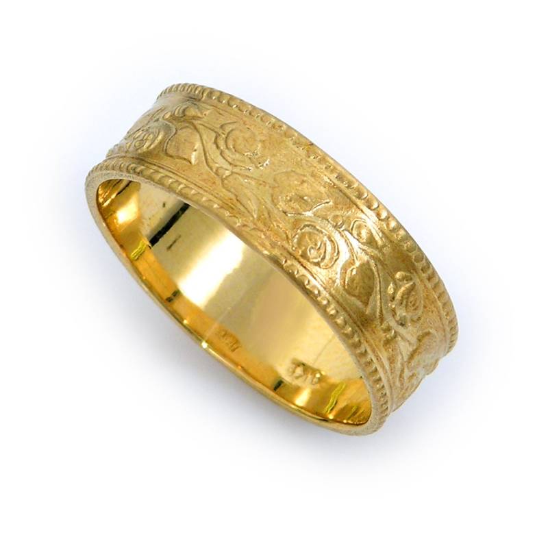 Gold Ehering .floraler . Ein Tolles Geschenk Für Frauen, Unisex Goldring, Ehering. Herren von KaiJewelry585