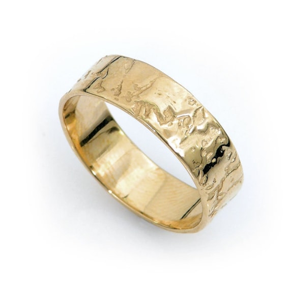 Gold Ehering. Gebrochener Erdring Aus 585Er Gelbgold. Dünner Ehering Unisex Trauring .frau Mann von KaiJewelry585