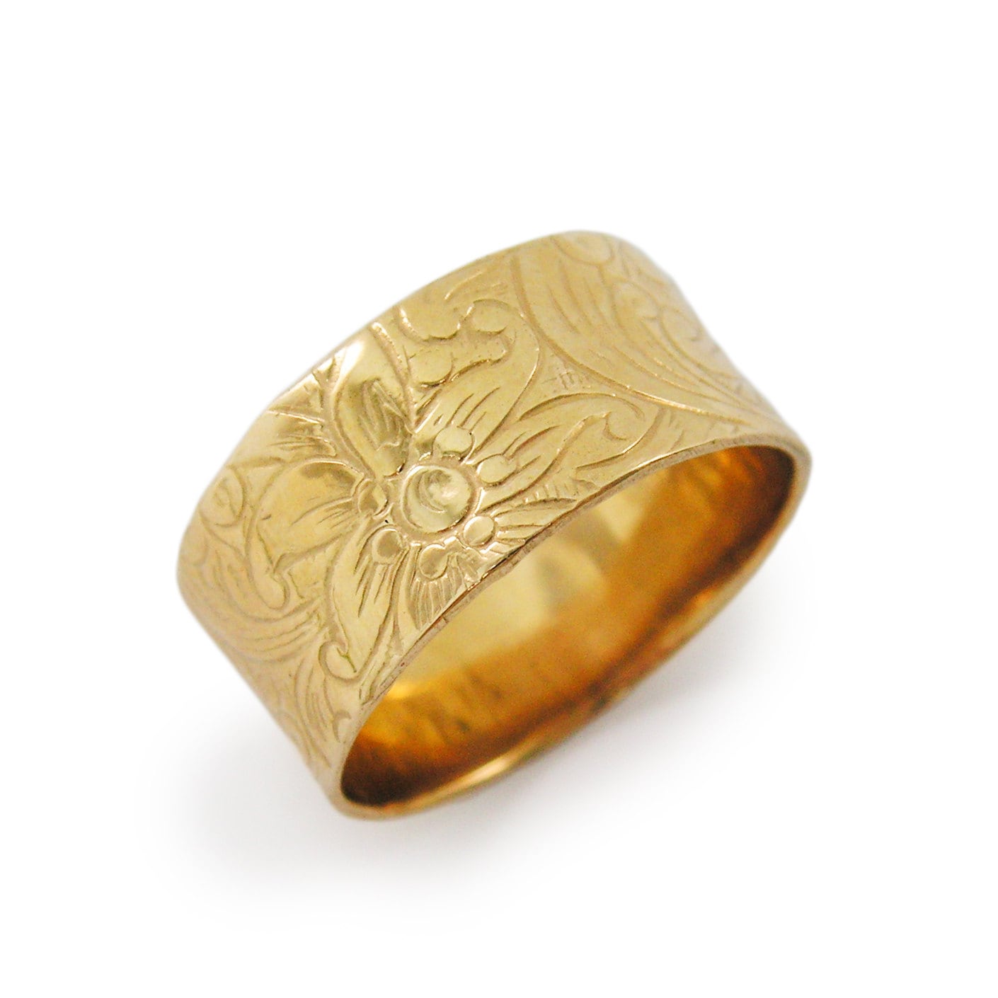 Goldener Ehering. Blumenhochzeitsband. Breiter Ehering Im Blumendesign. Goldring. Blumenring Aus Gelbgold | Gr-9064-653 Goldener Ehering. Blumenhochzeitsband. Breiter Ehering Im Blumendesign. Goldring. Blumenring Aus Gelbgold | Gr-9064-653 von KaiJewelry585