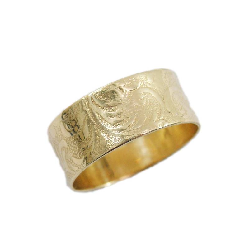 Jugendstil-Goldring. Ehering Aus 14-Karätigem Gelbgold. Gold-Ehering Für Männer Und Frauen, Gelbgold, Frauen-Ehering. Frauen von KaiJewelry585
