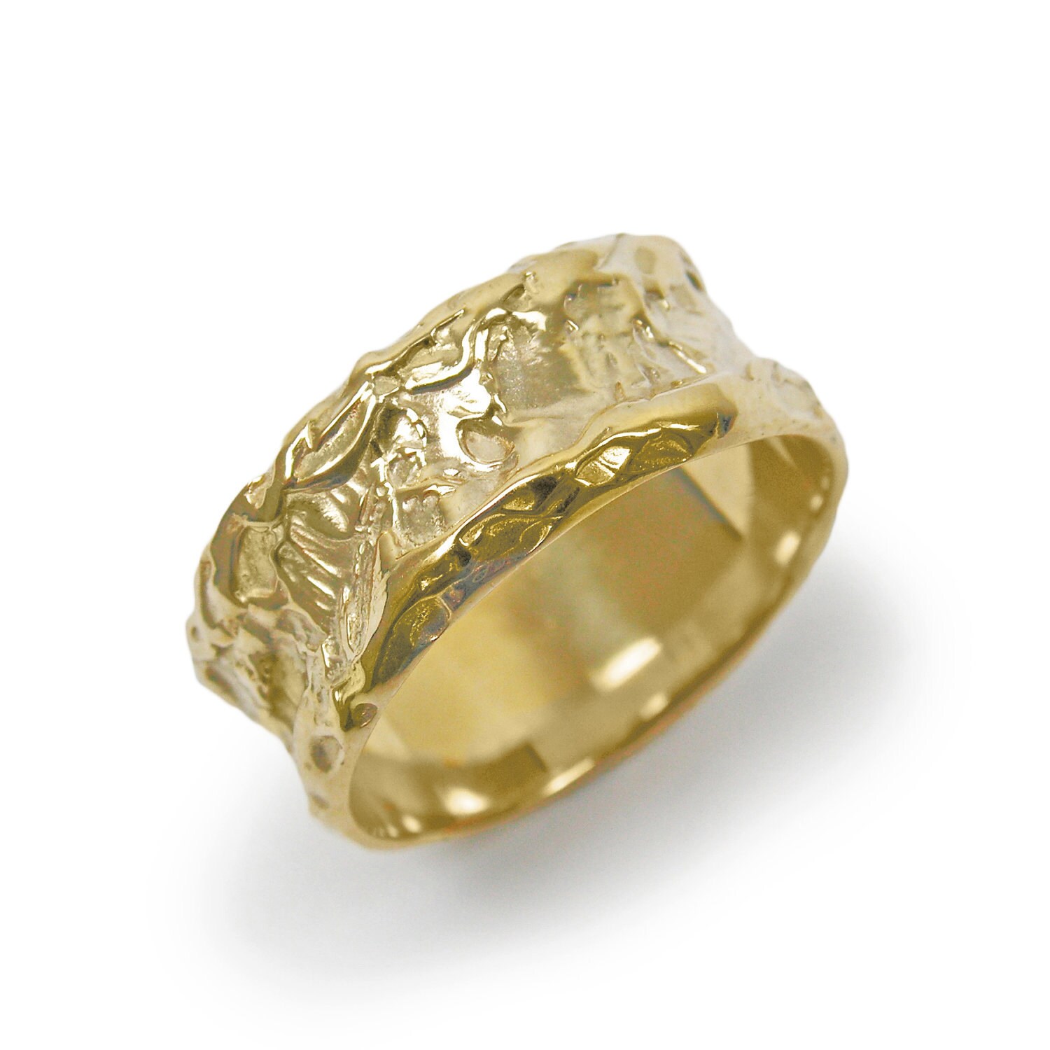 Recycelter Ehering. Breiter Gold Besonderer Unikat 14K Gelbgold | Gr-9263-1224 von KaiJewelry585