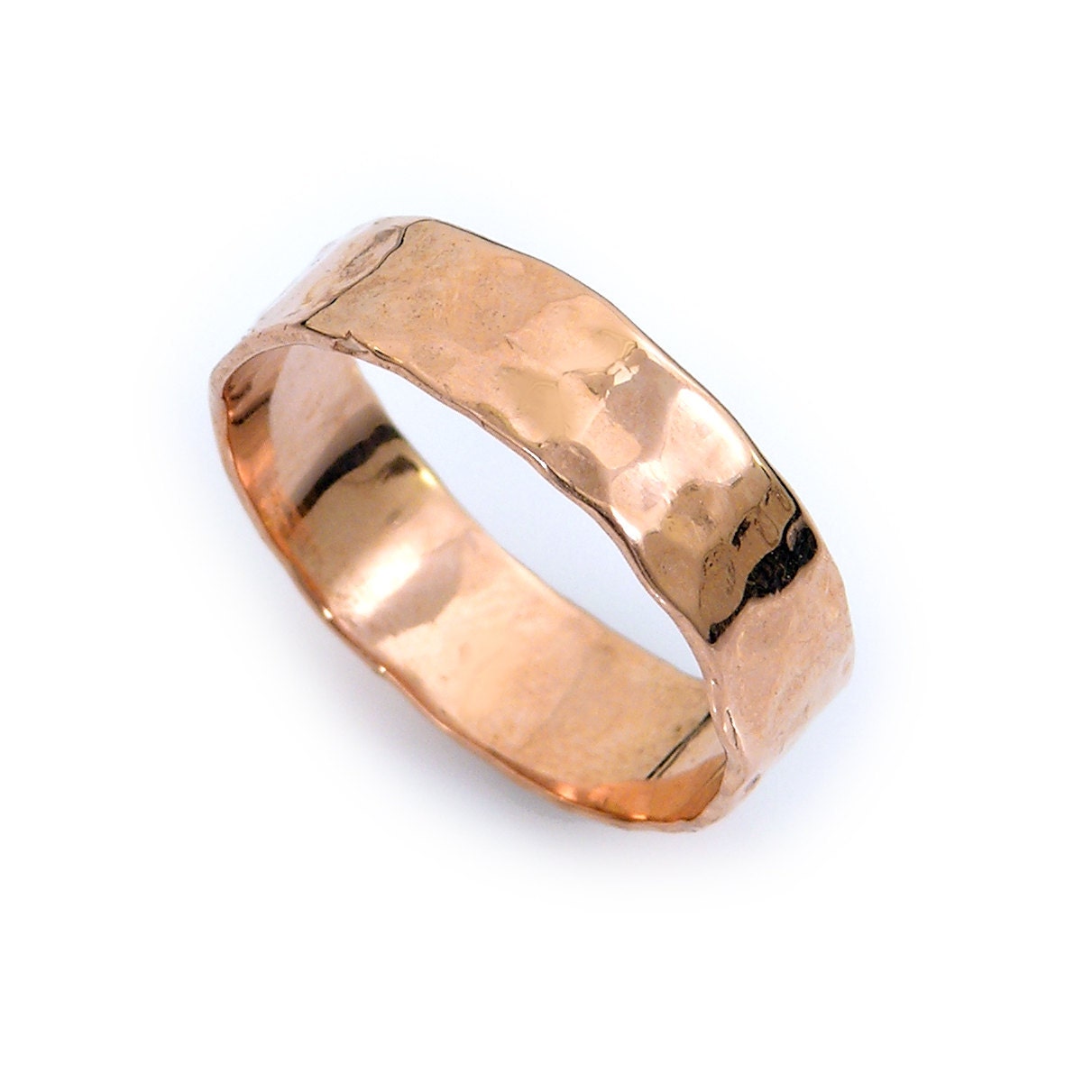 Rosegold Ehering. 14K Ehering .mens Trauring. Gold Gehämmerter Goldband. Unisex Rosegold Ehering. 14K Ehering .mens Trauring. Gold Gehämmerter Goldband. Unisex von KaiJewelry585