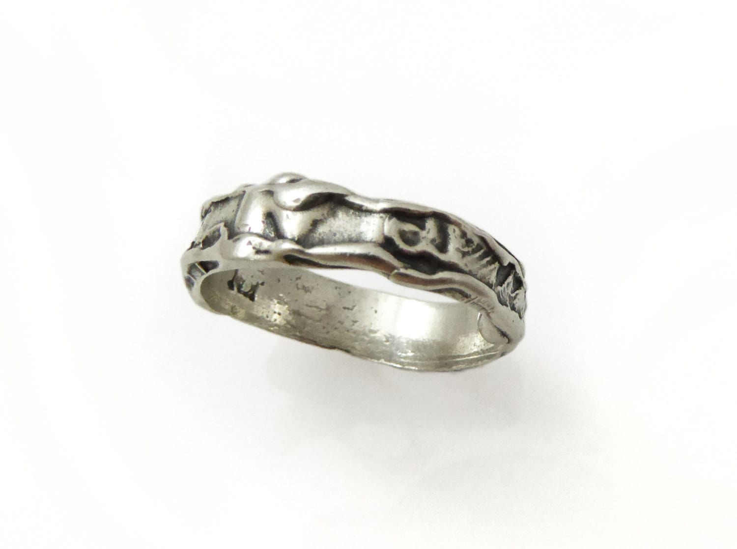 Silber Ehering. Strukturierte Sterling Band.men Rustikaler Zweig Herrenring von KaiJewelry585