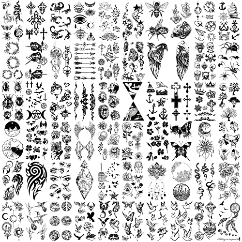 Temporäre Tattoos 60 Blatt - Wasserdicht Tiny Fake Tattoo, Blumen Kronen Sterne Tier Schmetterling Sammlung Tats für Kinder Erwachsene Männer und Frauen. von Kaieteur