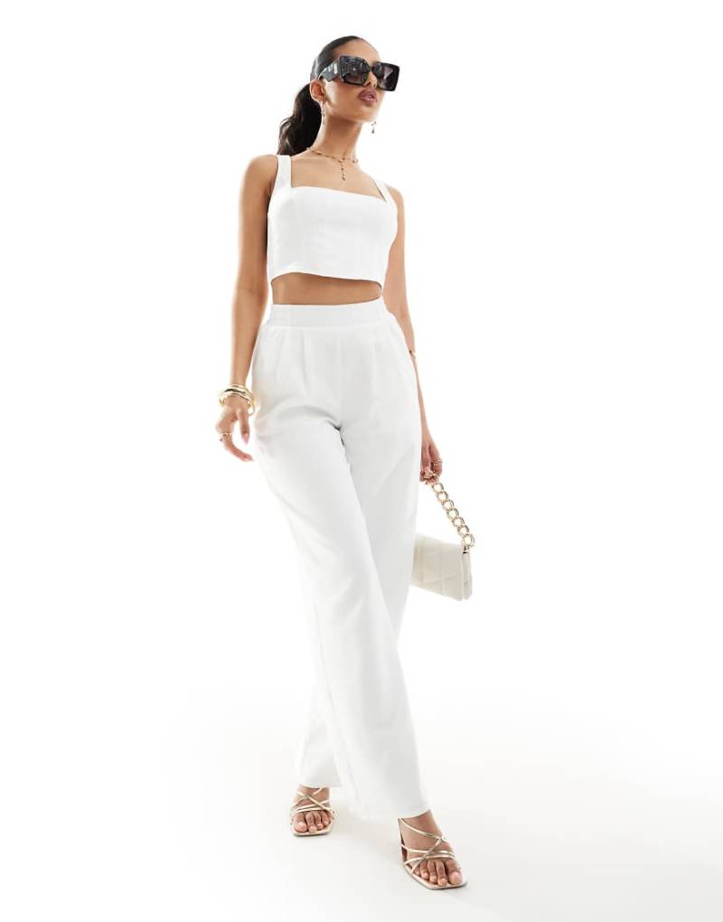 Kaiia - Exclusive - Elegante Hose in Weiß mit weitem Bein mit elastischem Bund, Kombiteil von Kaiia