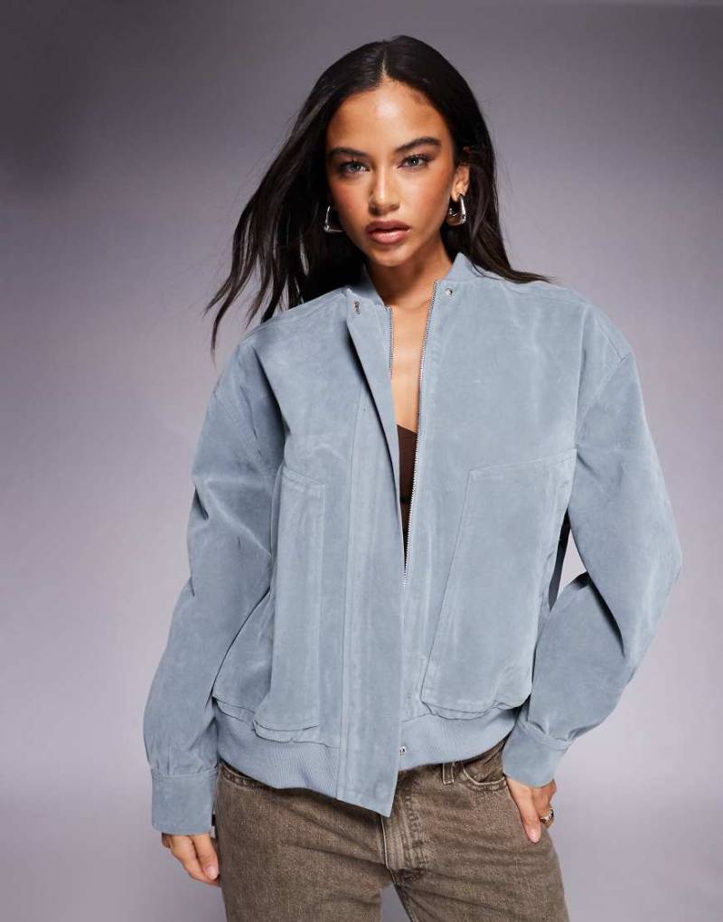 Kaiia - Exclusive - Bomberjacke aus Wildlederimitat in Babyblau von Kaiia