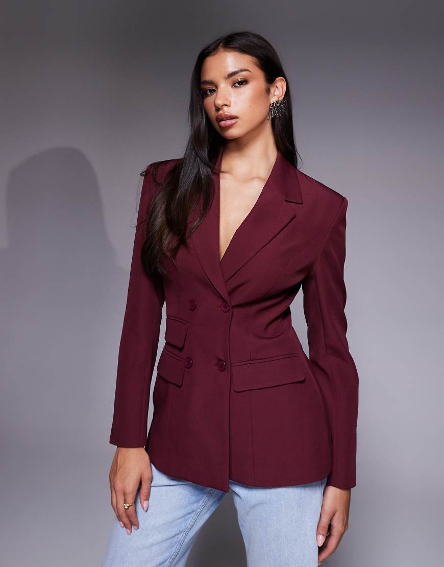 Kaiia - Exclusive - Eleganter taillierter Blazer in Weinrot, Kombiteil von Kaiia