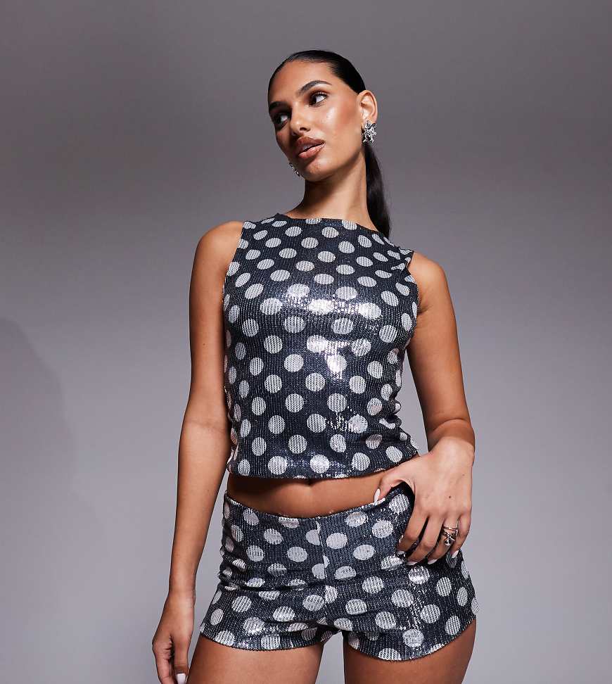 Kaiia - Exclusive - Hotpants in Schwarz mit Polka Dots und Paillettenbesatz, Kombiteil-Bunt von Kaiia