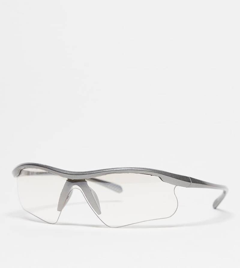Kaiia - Exclusive - Silberfarbene Visor-Sonnenbrille mit klaren Gläsern-Bunt von Kaiia