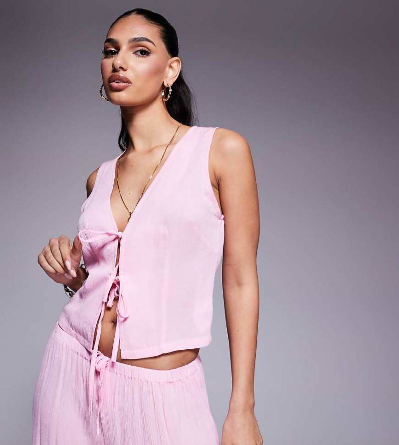 Kaiia - Exklusiv - Strand-Weste in Rosa zum Binden vorne, Kombiteil von Kaiia