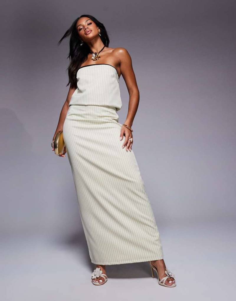 Kaiia - Exklusiv - Maxirock in Cremeweiß mit Nadelstreifen, Kombiteil von Kaiia