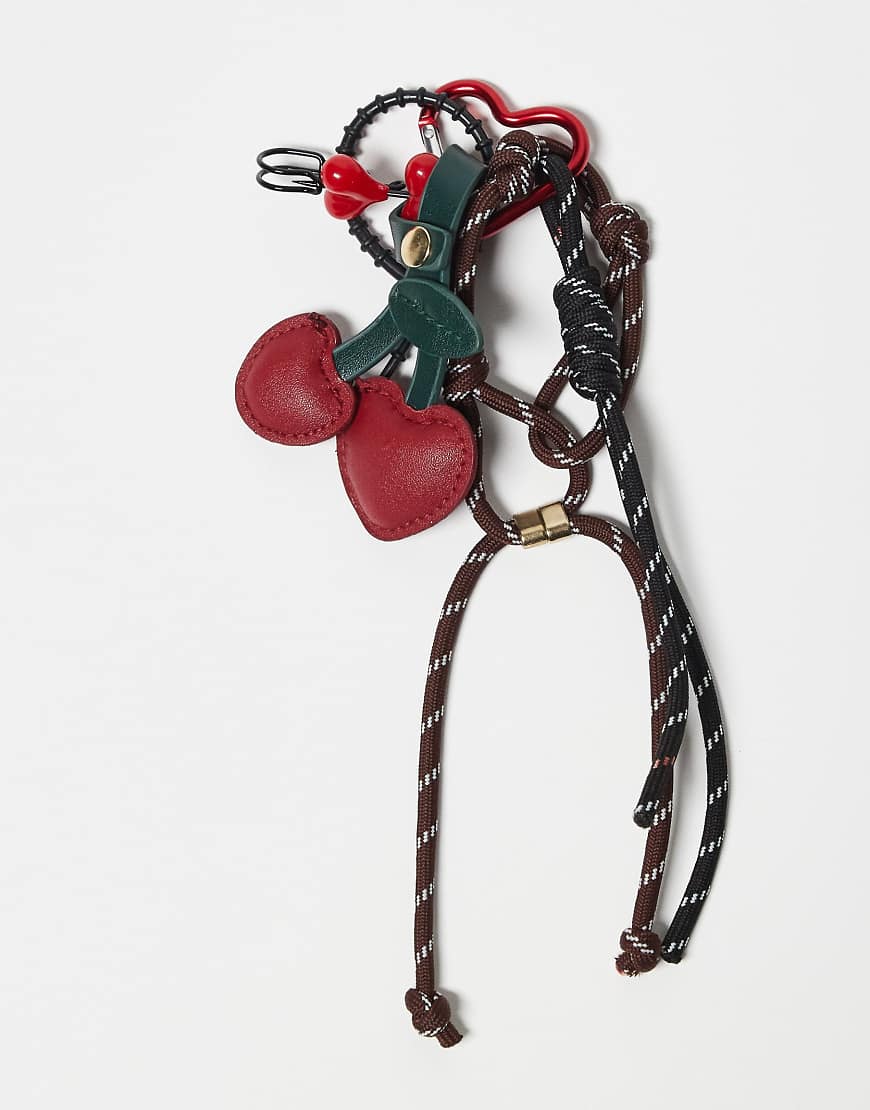 Kaiia Exklusiv - Taschenanhänger, bestehend aus Herz-Karabiner, Kirschenmotiv und Kordel, Mehrfarbig-Bunt von Kaiia
