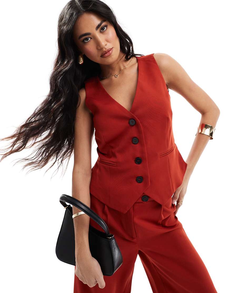 Kaiia - Exklusive, elegante Weste in Rostrot, Kombiteil-Orange von Kaiia
