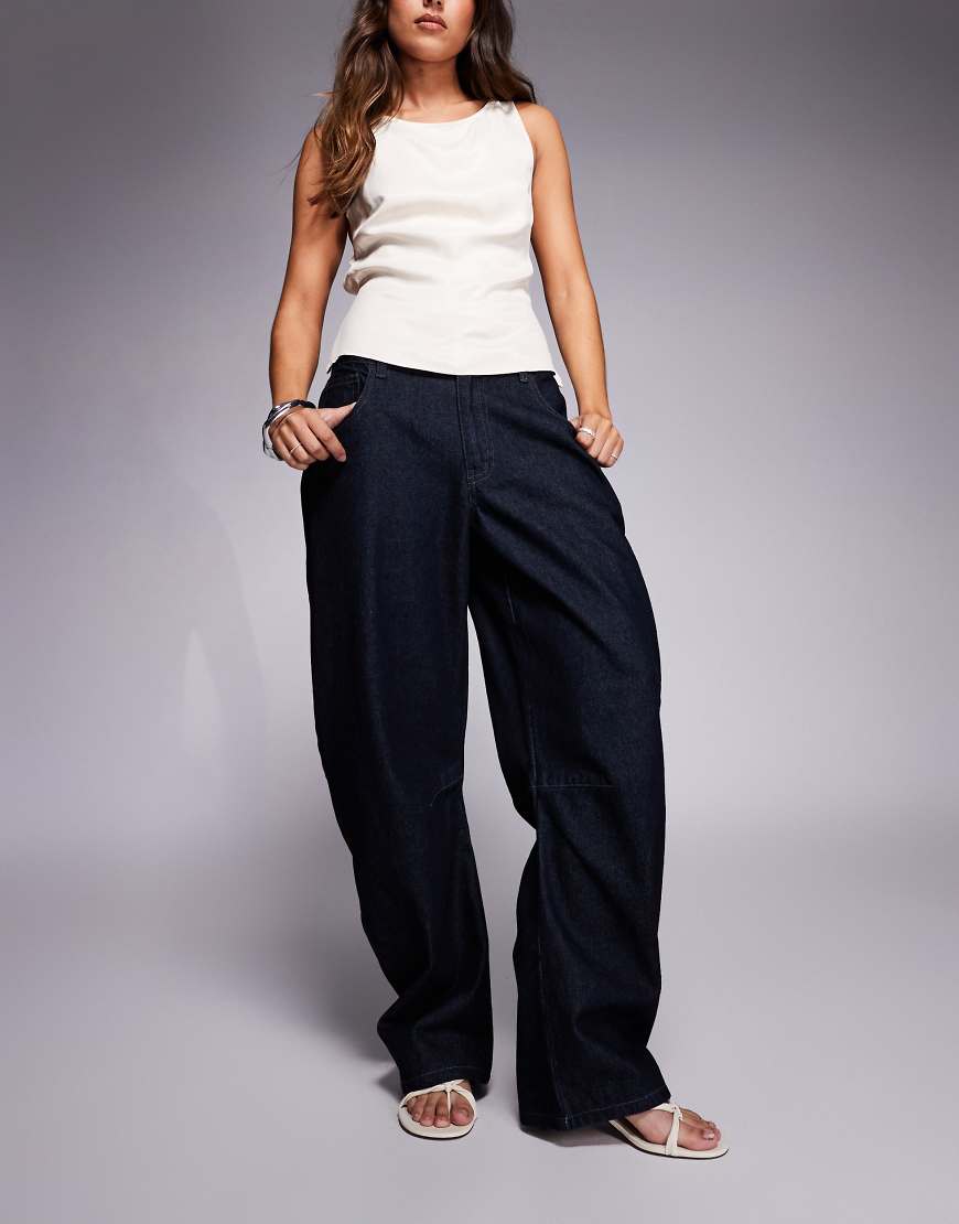 Kaiia - Exklusive Jeans aus Denim mit hohem Baumwollanteil in Raw-Waschung mit weitem, abgerundetem Bein-Blau von Kaiia