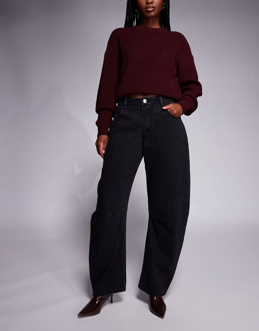 Kaiia - Exklusive Jeans aus Denim mit hohem Baumwollanteil in schwarzer Waschung und weitem Bein von Kaiia